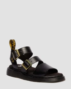 Gryphon Atlas Leather Gladiator Sandals in Black Atlas