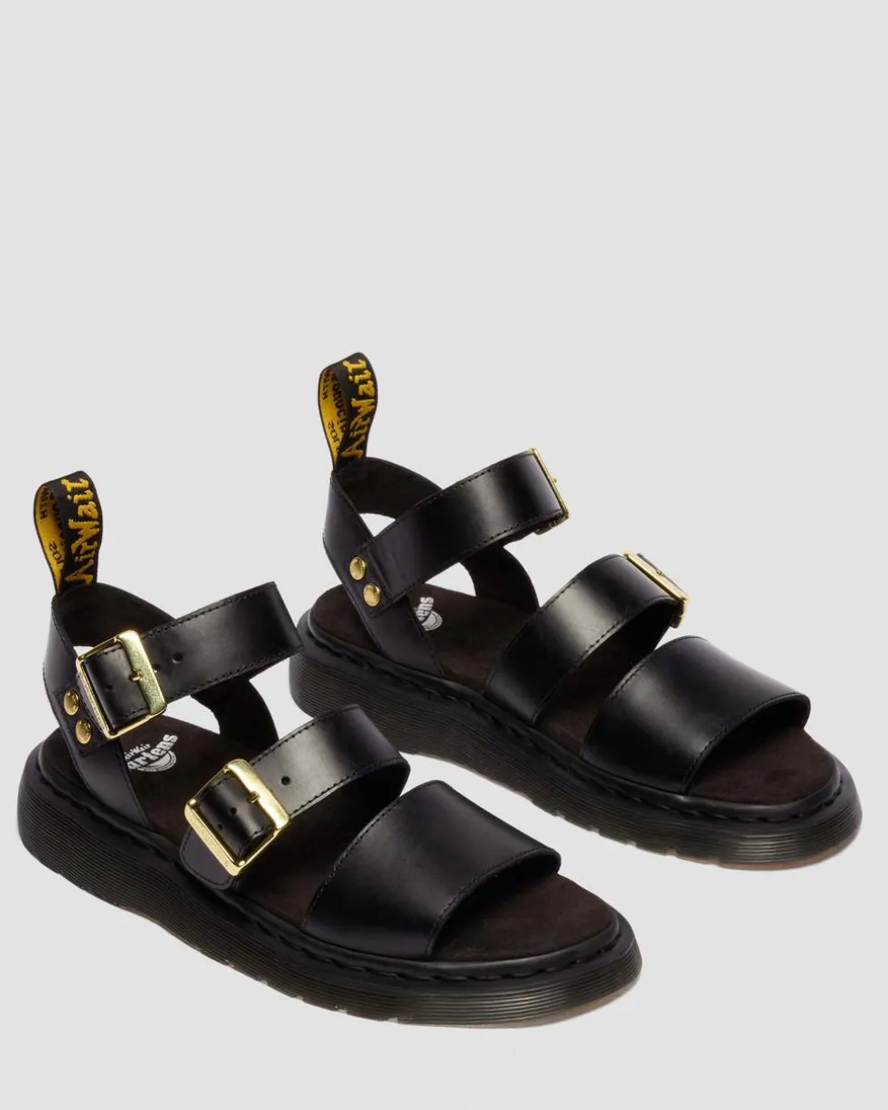 Gryphon Atlas Leather Gladiator Sandals in Black Atlas