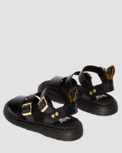 Gryphon Atlas Leather Gladiator Sandals in Black Atlas