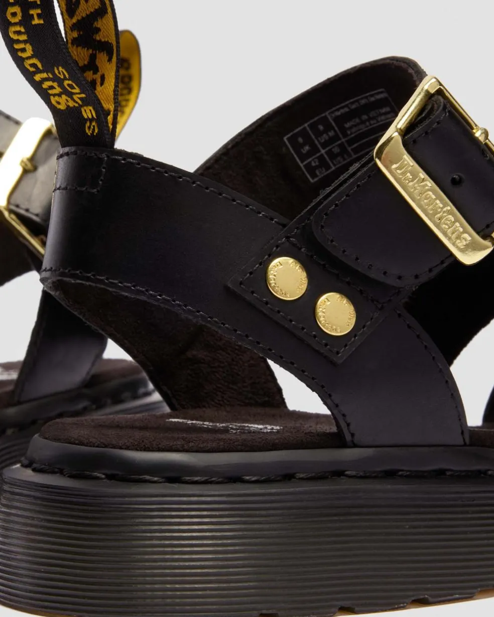 Gryphon Atlas Leather Gladiator Sandals in Black Atlas