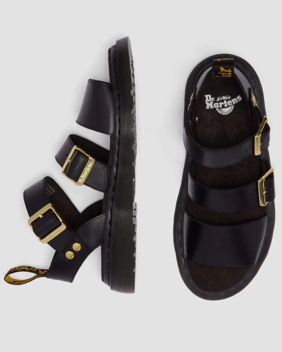 Gryphon Atlas Leather Gladiator Sandals in Black Atlas