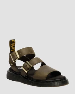 Gryphon Leather Gladiator Sandals in Olive