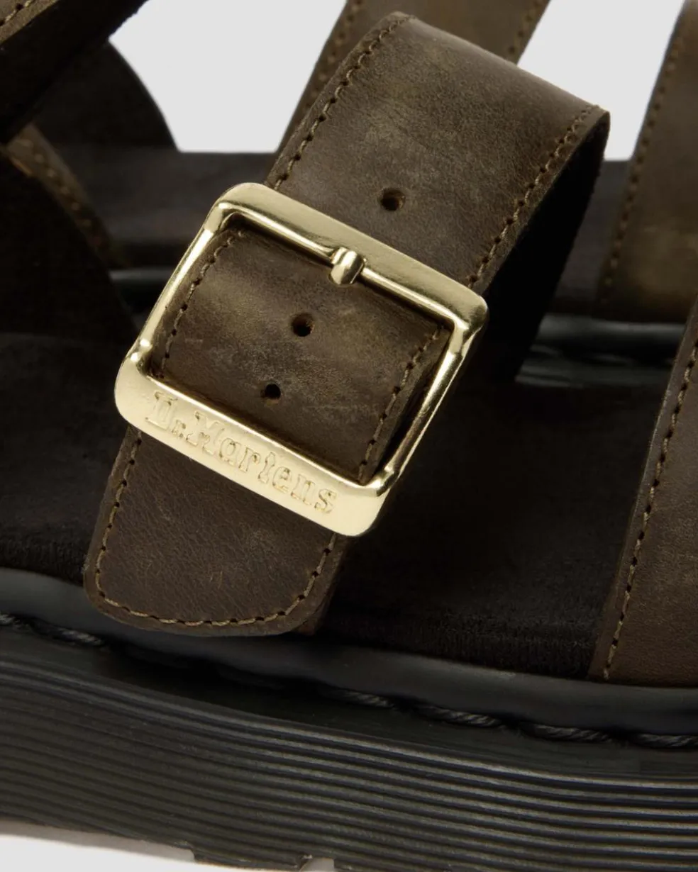 Gryphon Leather Gladiator Sandals in Olive