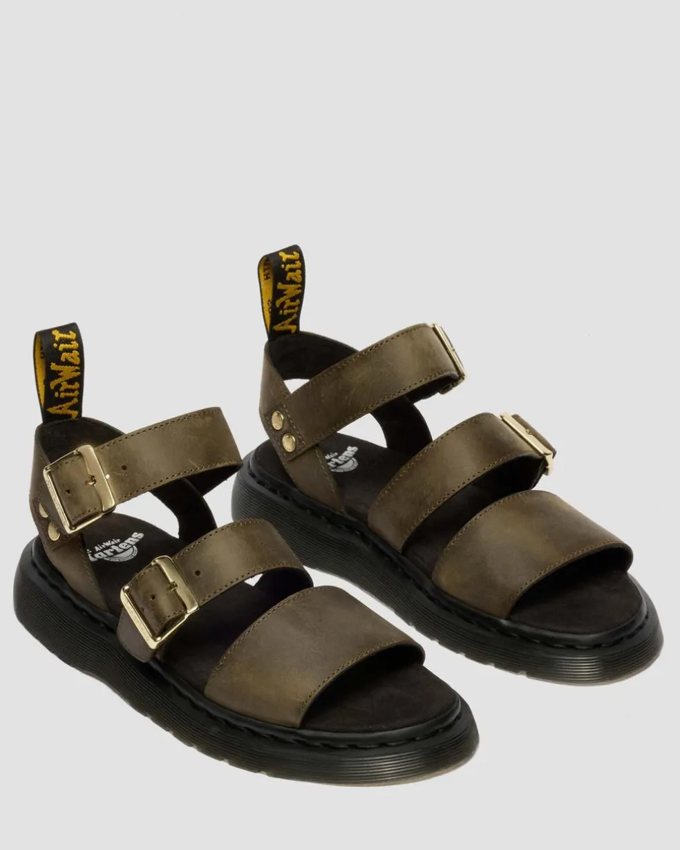 Gryphon Leather Gladiator Sandals in Olive