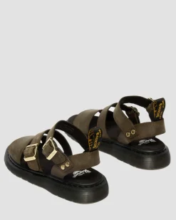 Gryphon Leather Gladiator Sandals in Olive