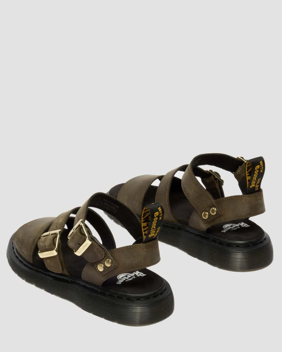 Gryphon Leather Gladiator Sandals in Olive