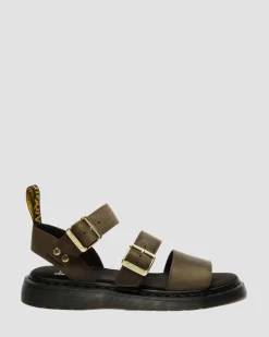 Gryphon Leather Gladiator Sandals in Olive