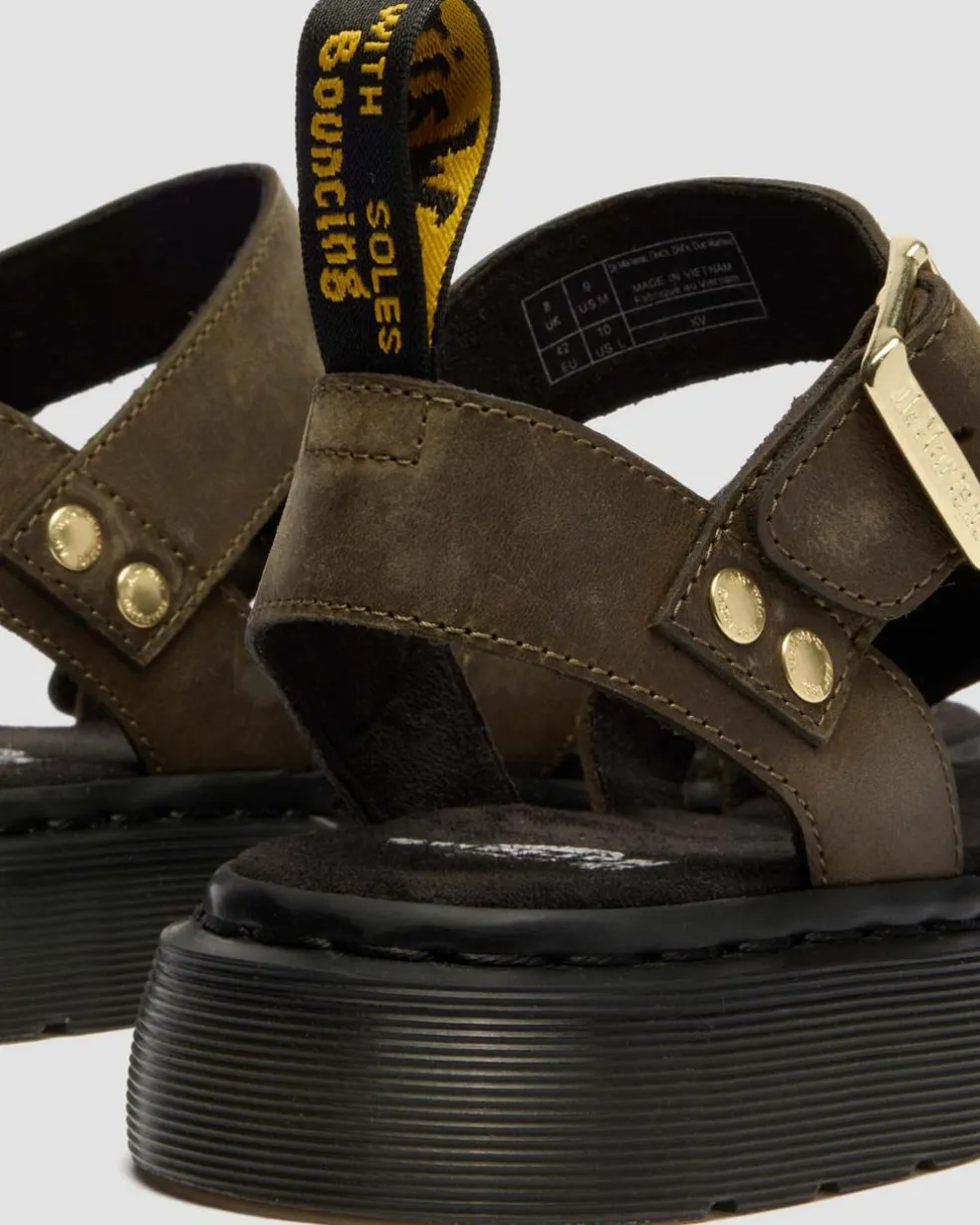 Gryphon Leather Gladiator Sandals in Olive