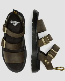 Gryphon Leather Gladiator Sandals in Olive