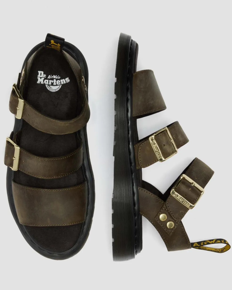 Gryphon Leather Gladiator Sandals in Olive