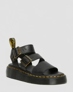 Gryphon Pisa Leather Platform Sandals in Black