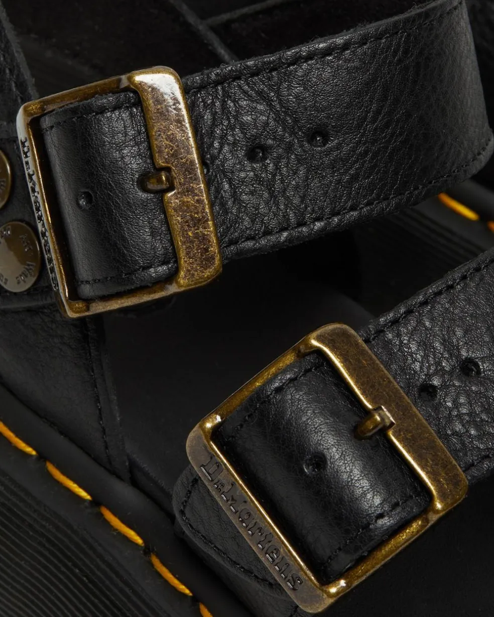 Gryphon Pisa Leather Platform Sandals in Black