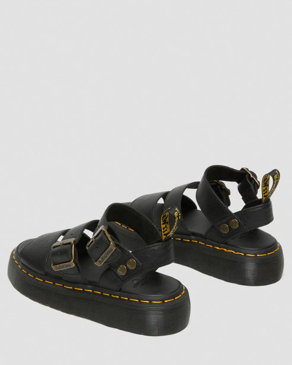 Gryphon Pisa Leather Platform Sandals in Black