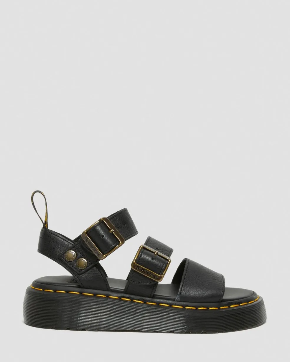 Gryphon Pisa Leather Platform Sandals in Black