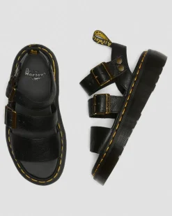 Gryphon Pisa Leather Platform Sandals in Black