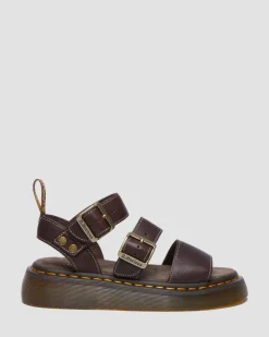 Gryphon Quad Grizzly Leather Sandals in Dark Brown