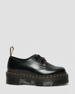 Holly Women's Leather Platform Shoes in Black Buttero