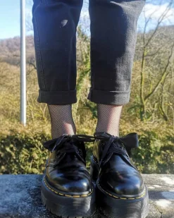 Holly Women's Leather Platform Shoes in Black Buttero