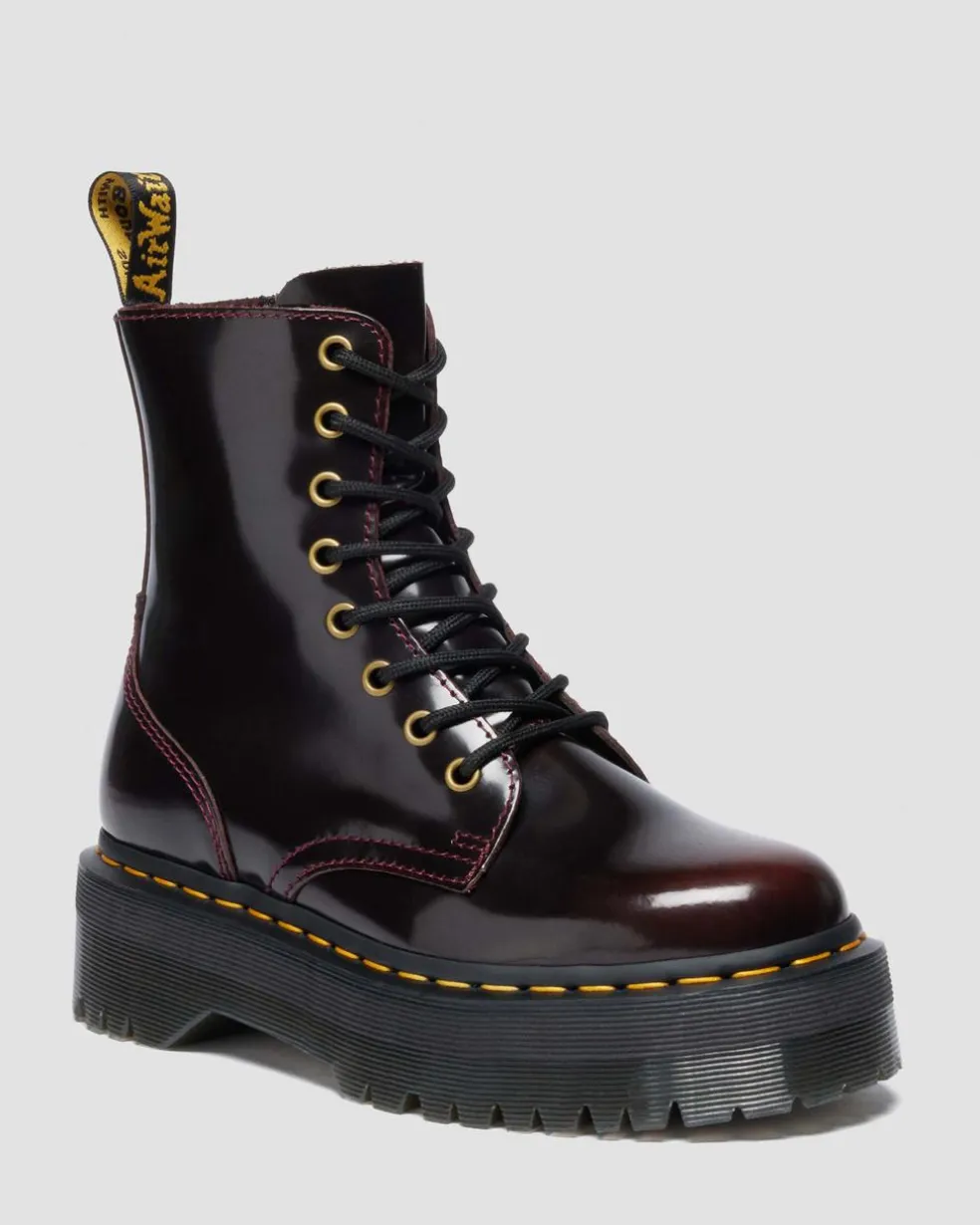 Jadon Arcadia Leather Platform Boots in Cherry Red Arcadia