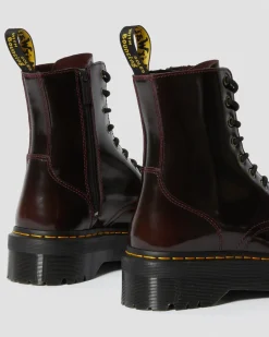 Jadon Arcadia Leather Platform Boots in Cherry Red Arcadia