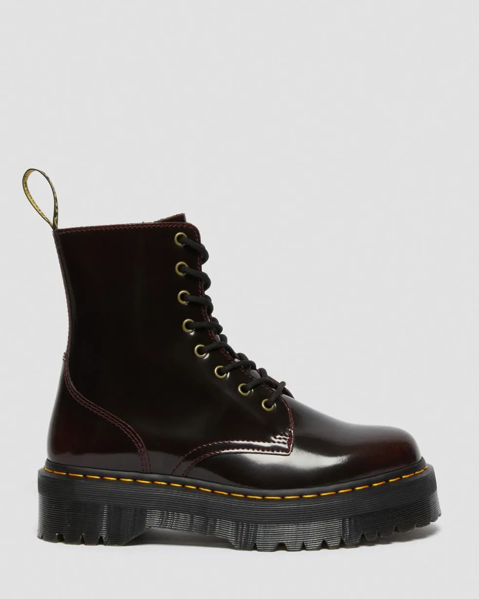 Jadon Arcadia Leather Platform Boots in Cherry Red Arcadia