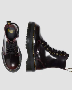 Jadon Arcadia Leather Platform Boots in Cherry Red Arcadia