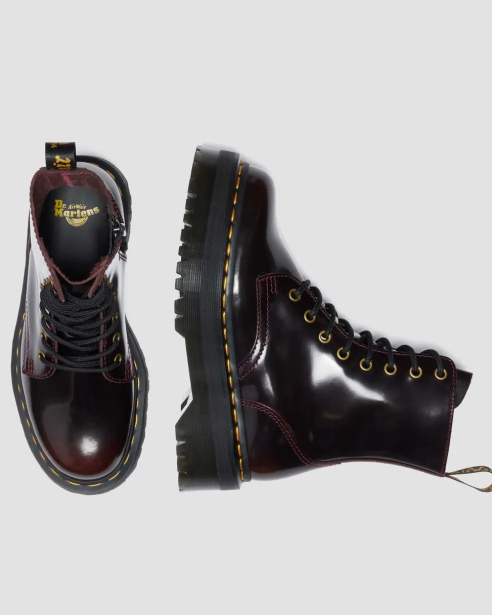Jadon Arcadia Leather Platform Boots in Cherry Red Arcadia