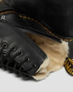 Jadon Boot Leather Faux Fur Lined Platforms in Black