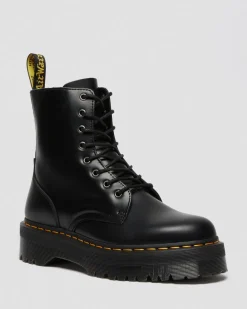 Jadon Boot Smooth Leather Platforms in Black