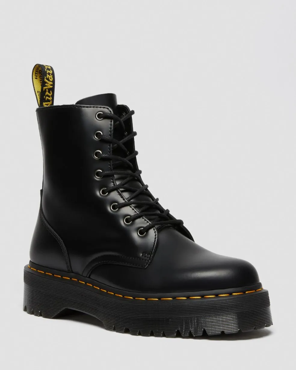 Jadon Boot Smooth Leather Platforms in Black