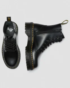 Jadon Boot Smooth Leather Platforms in Black