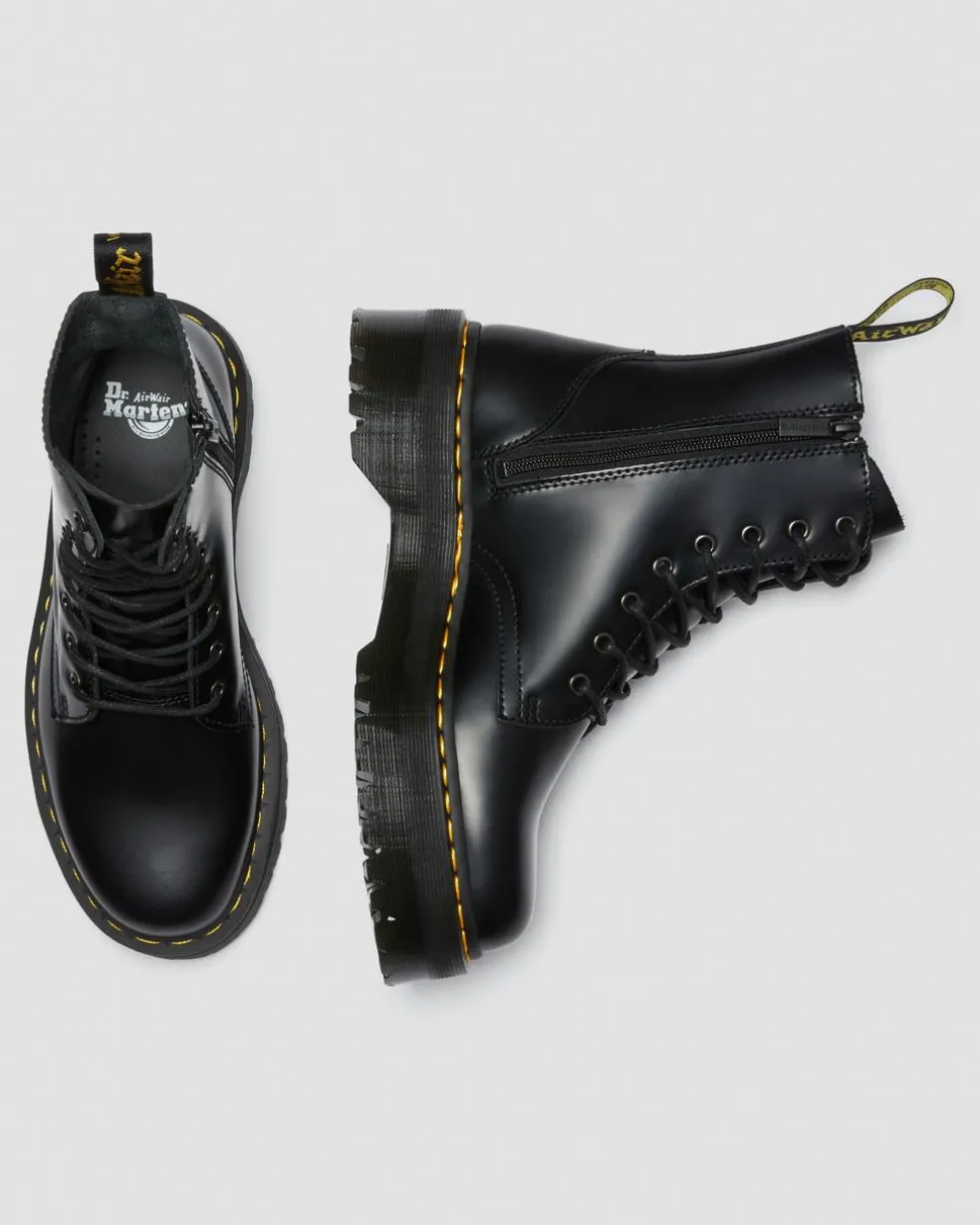 Jadon Boot Smooth Leather Platforms in Black