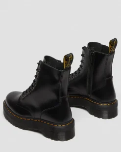 Jadon Boot Smooth Leather Platforms in Black