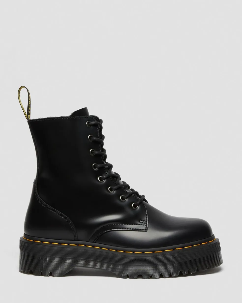 Jadon Boot Smooth Leather Platforms in Black