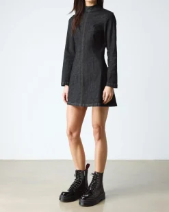 Jadon Distressed Patent Leather Platform Boots in Black