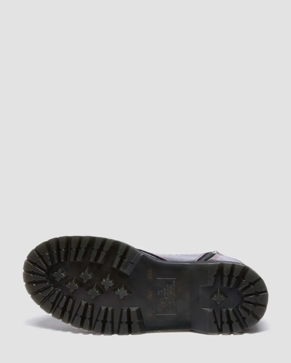 Jadon Distressed Patent Leather Platform Boots in Black