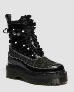 JADON FRILL SMOOTH LEATHER PLATFORM BOOTS in Black