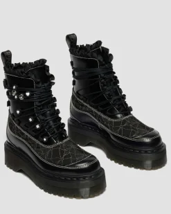 JADON FRILL SMOOTH LEATHER PLATFORM BOOTS in Black