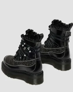 JADON FRILL SMOOTH LEATHER PLATFORM BOOTS in Black