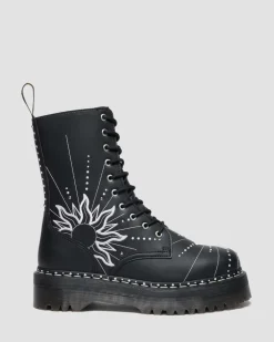 Jadon Hi Solar Flare Reclaimed Leather Platform Boots in Black