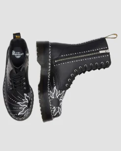 Jadon Hi Solar Flare Reclaimed Leather Platform Boots in Black