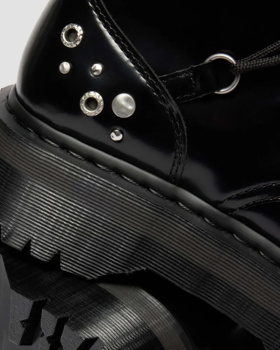 JADON HI STUDDED BUTTERO LEATHER PLATFORM BOOTS in Black Buttero