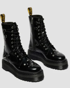 JADON HI STUDDED BUTTERO LEATHER PLATFORM BOOTS in Black Buttero