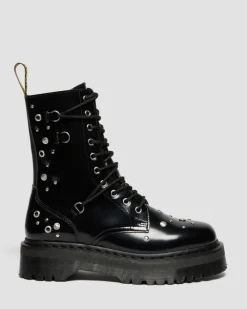 JADON HI STUDDED BUTTERO LEATHER PLATFORM BOOTS in Black Buttero