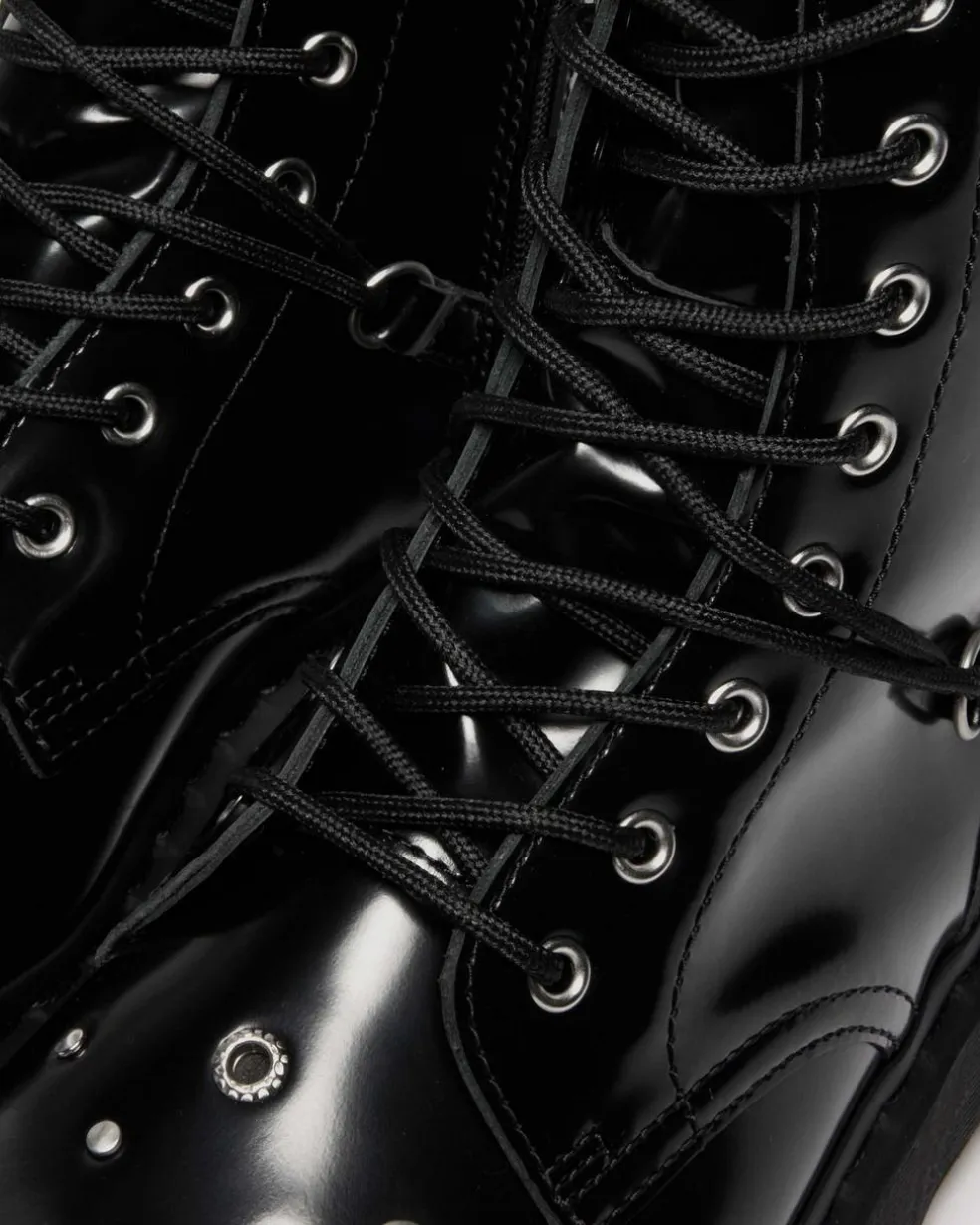 JADON HI STUDDED BUTTERO LEATHER PLATFORM BOOTS in Black Buttero