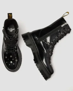 JADON HI STUDDED BUTTERO LEATHER PLATFORM BOOTS in Black Buttero