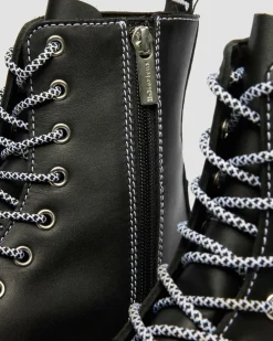 Jadon Monochrome Sendal Leather Platform Boots in Black