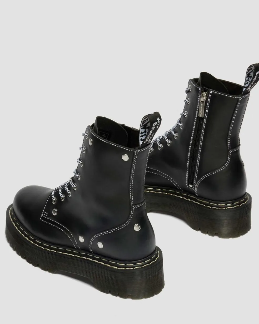 Jadon Monochrome Sendal Leather Platform Boots in Black
