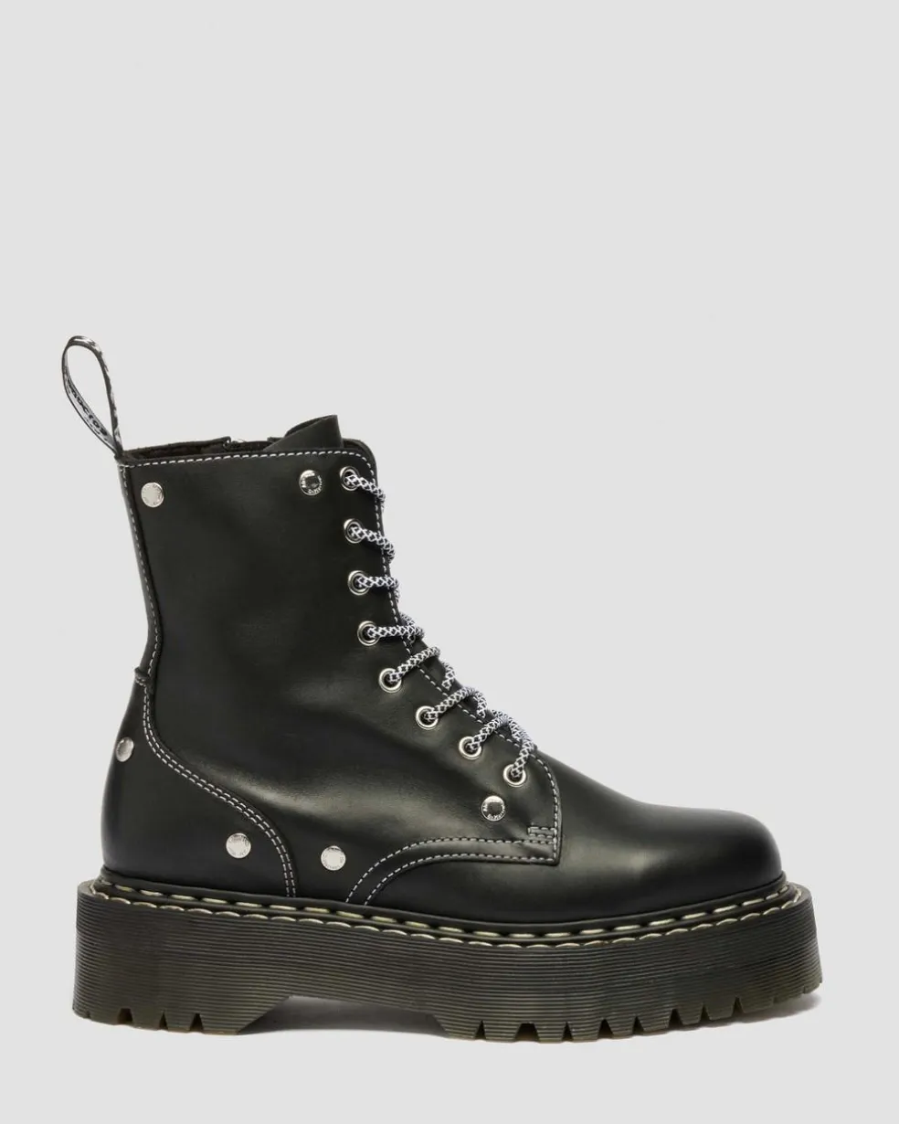 Jadon Monochrome Sendal Leather Platform Boots in Black