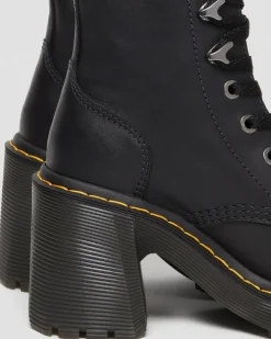 Jesy Sendal Leather Lace Up Flared Heel Boots in Black
